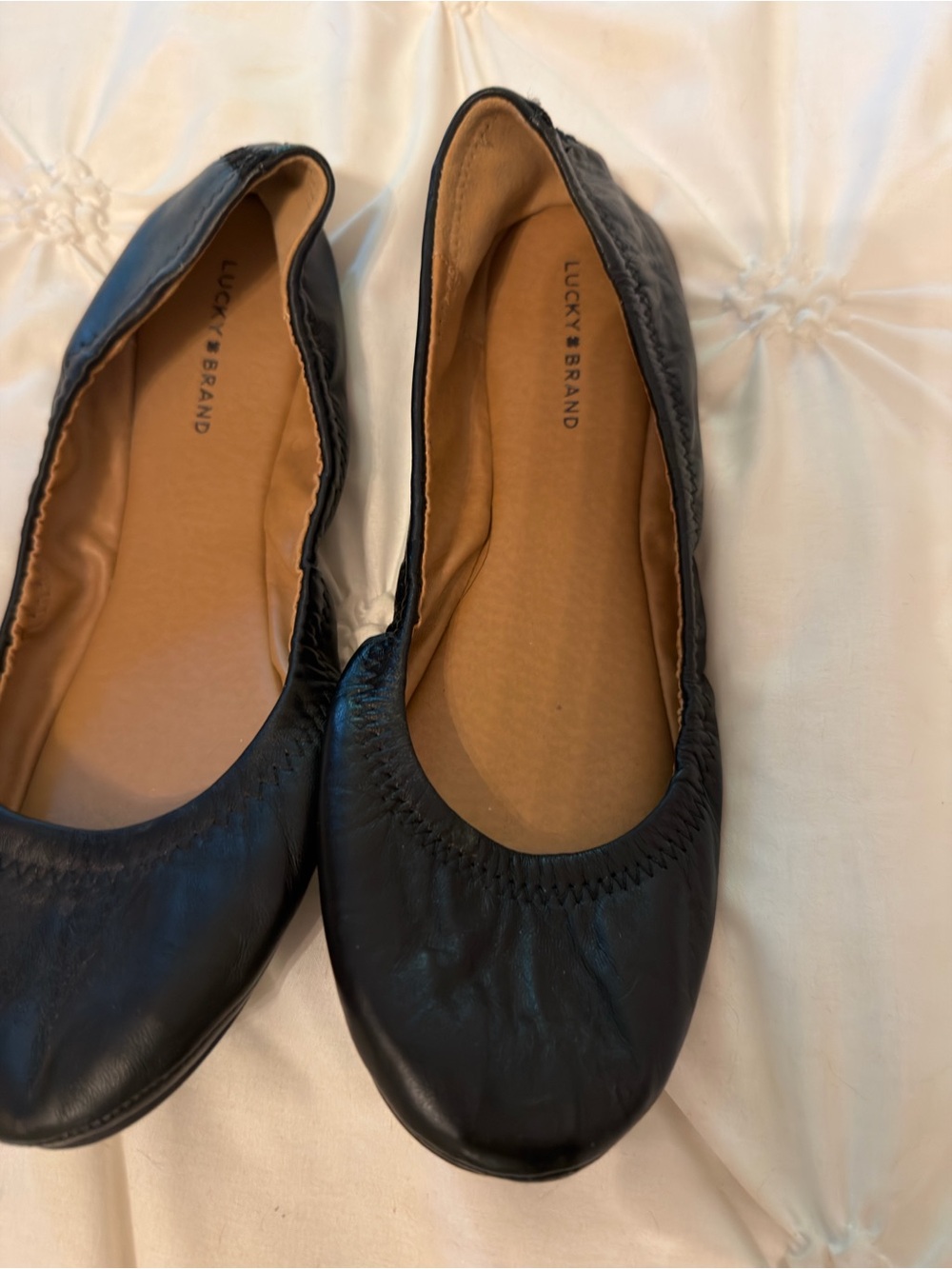 Vintage Lucky Brand Black Leather Foldable Ballet Flats